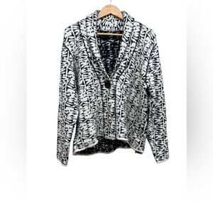 One Girl Who Black & White Patterned Shawl-Collar Cardigan